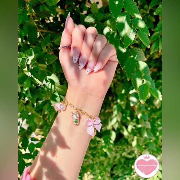 Fancy Pink Era Gold Plated Charm Bracelet - Picture 2 of 2